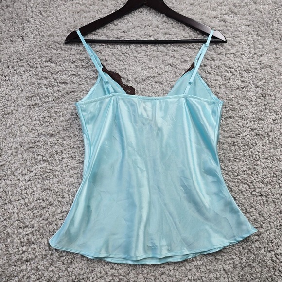 Vintage‎ IZ Byer Cami Tank Top Womens Large Blue Satin Lace Babydoll Y2K Fairy - Picture 7 of 10